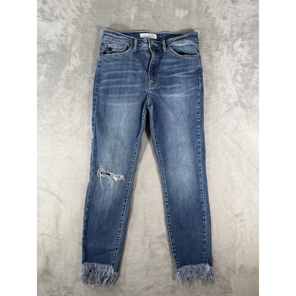 KanCan Jeans Womens 9/28 Blue Denim Distressed Frayed Hem